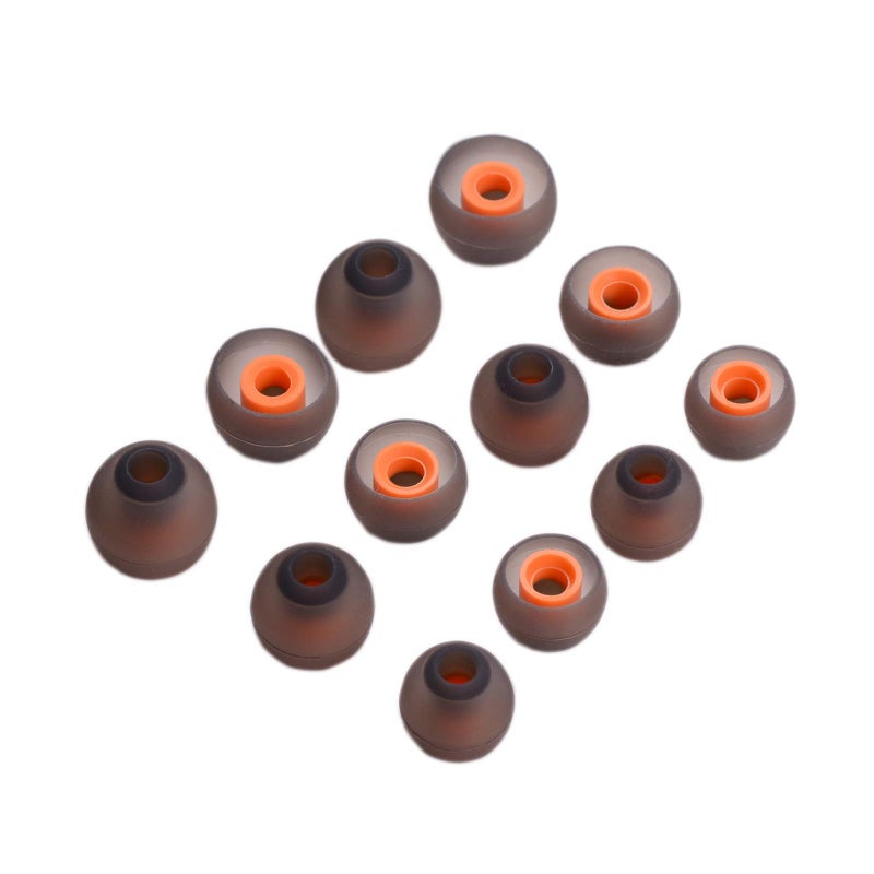 luakesa Silicone Replacement Ear Tips Earbuds Eargels for Mpow,Tozo Aukey, Senso,Hussar,Letscom etc Bluetooth Earphones, 6 Paris (Orange and Gray) - Image 1